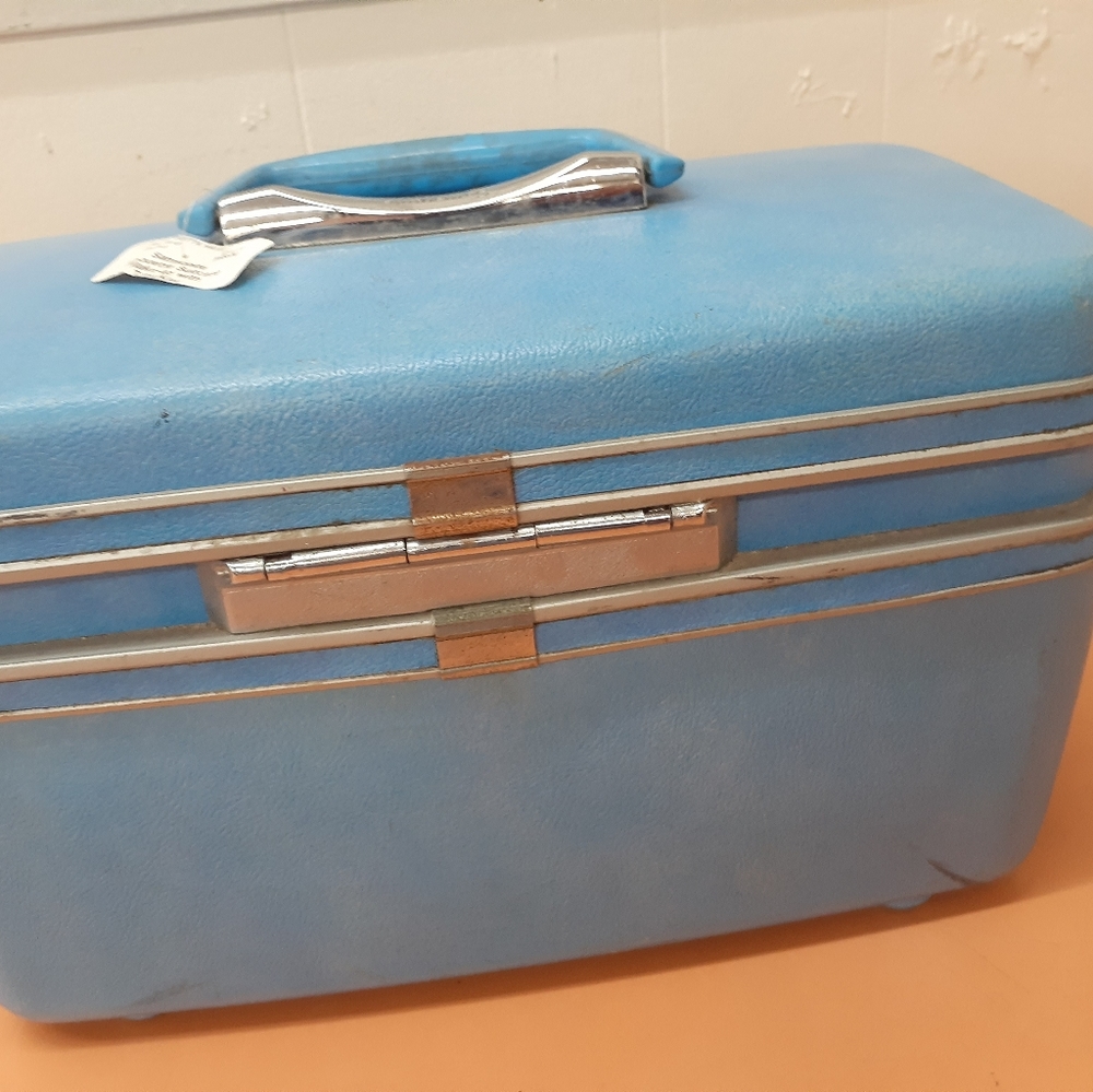 VTG SAMSONITE COSMETIC TRAIN CASE BLUE IT'S A BOY Makeup Luggage - Picture 7 of 12